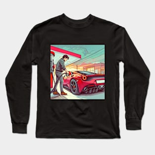 Red Ferrari Filling Up | Best Design | Car Lover Long Sleeve T-Shirt